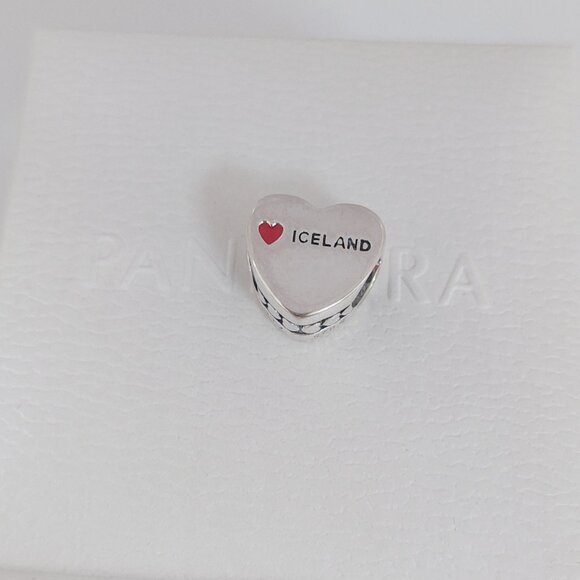 Pandora Iceland Flag Heart Charm Bead S925 Silver with box - Picture 2 of 9